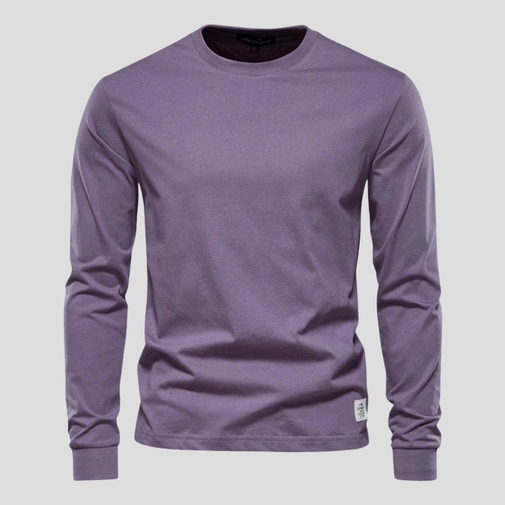 Camicia da Uomo a Maniche Lunghe con Collo Rotondo – Stile Classico Quotidiano