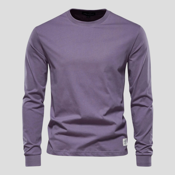 Camicia da Uomo a Maniche Lunghe con Collo Rotondo – Stile Classico Quotidiano