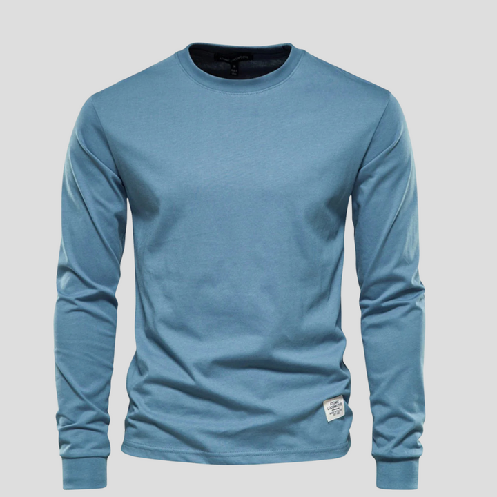 Camicia da Uomo a Maniche Lunghe con Collo Rotondo – Stile Classico Quotidiano