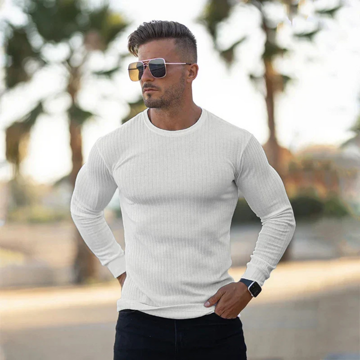 Maglione da uomo in jersey a collo crew - Strato casual con palette senza tempo