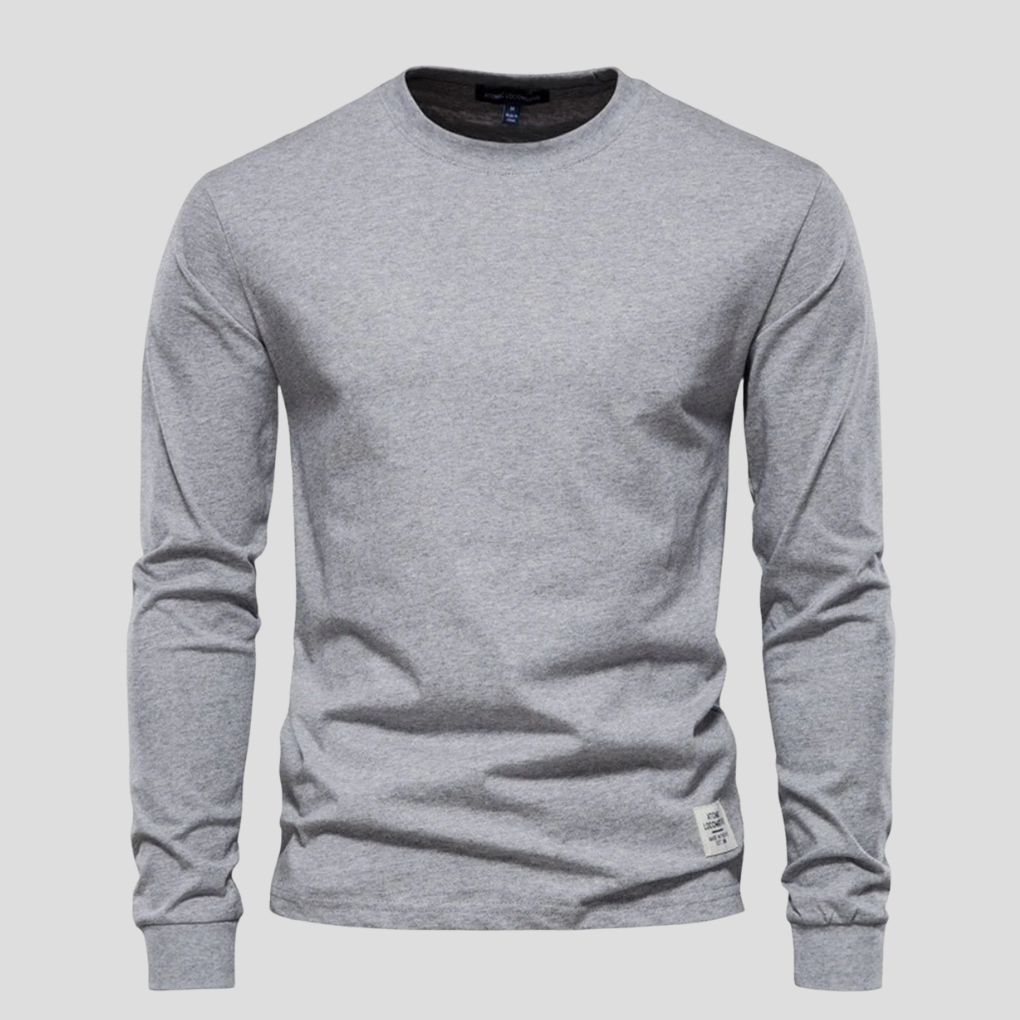 Camicia da Uomo a Maniche Lunghe con Collo Rotondo – Stile Classico Quotidiano