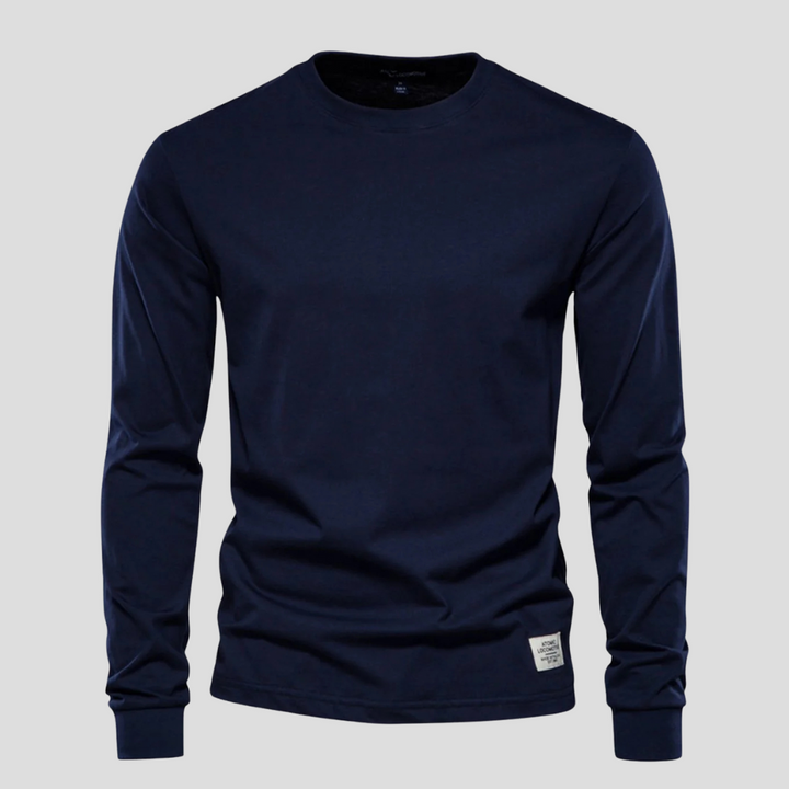 Camicia da Uomo a Maniche Lunghe con Collo Rotondo – Stile Classico Quotidiano