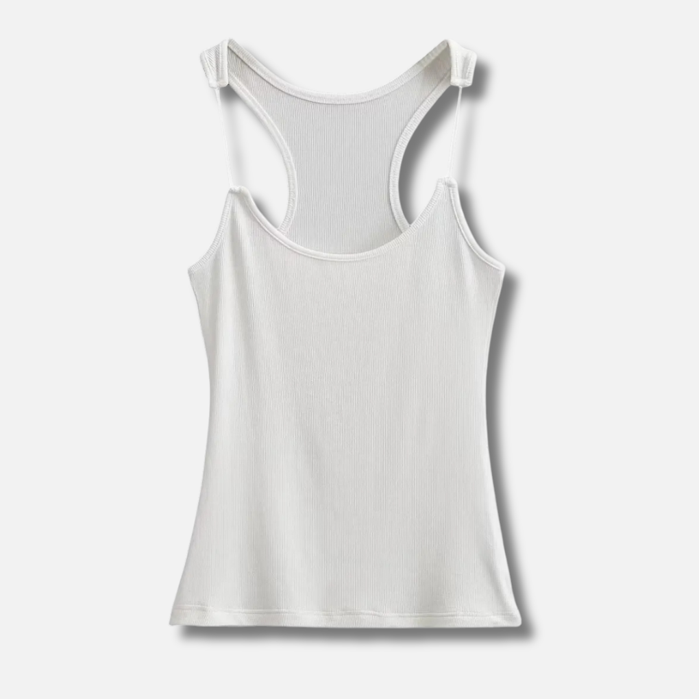 Canottiera Ribbed con Spalline Invisibili per Donne
