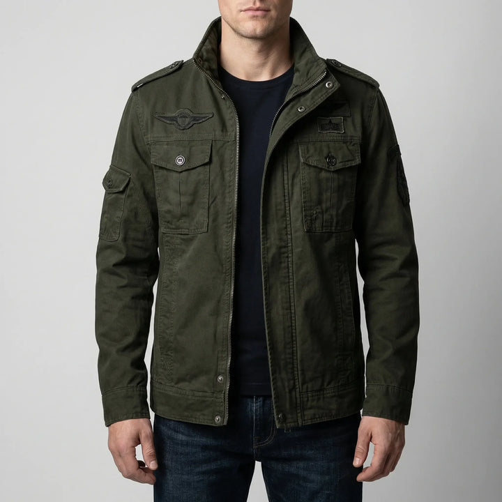 Valdrex - Giacca da uomo con zip, ispirata allo stile militare