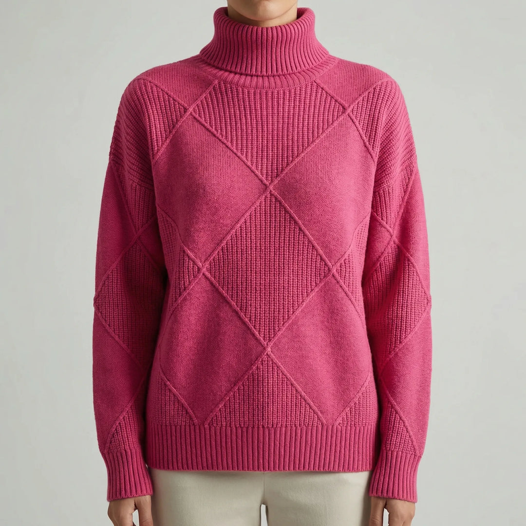Veldrex - Maglione a collo alto con lavorazione a rombi