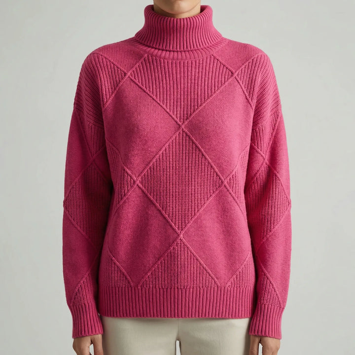 Veldrex - Maglione a collo alto con lavorazione a rombi