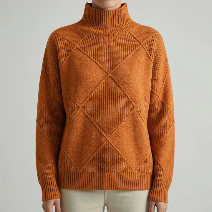 Veldrex - Maglione a collo alto con lavorazione a rombi