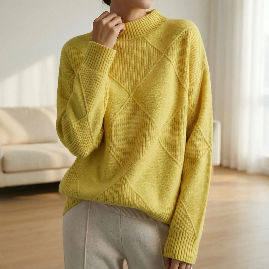 Veldrex - Maglione a collo alto con lavorazione a rombi