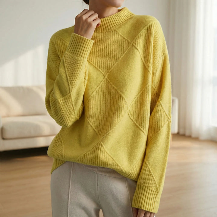 Veldrex - Maglione a collo alto con lavorazione a rombi