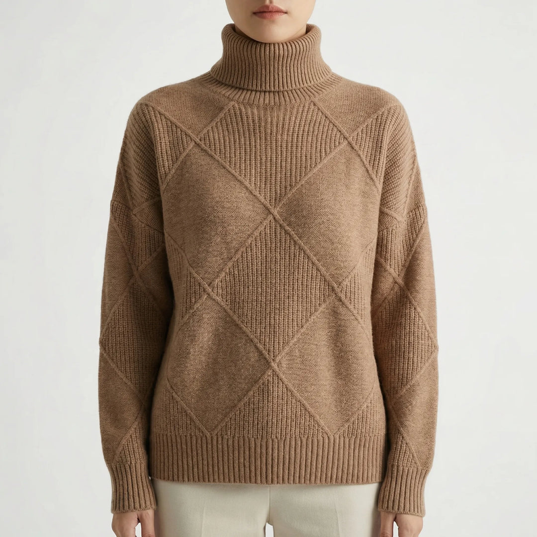 Veldrex - Maglione a collo alto con lavorazione a rombi