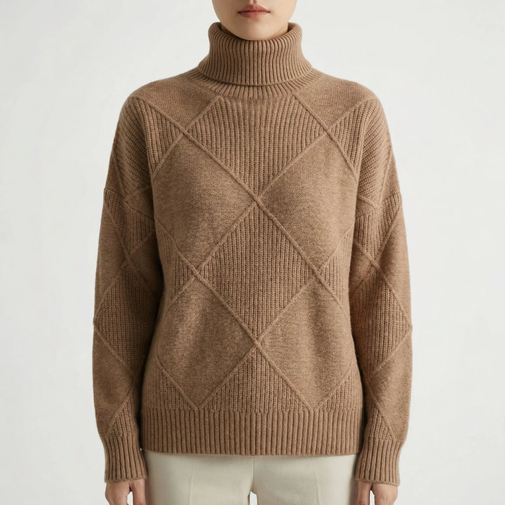 Veldrex - Maglione a collo alto con lavorazione a rombi