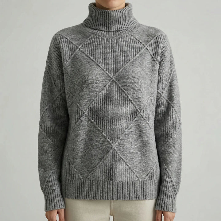 Veldrex - Maglione a collo alto con lavorazione a rombi