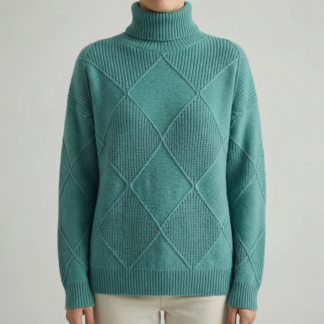 Veldrex - Maglione a collo alto con lavorazione a rombi