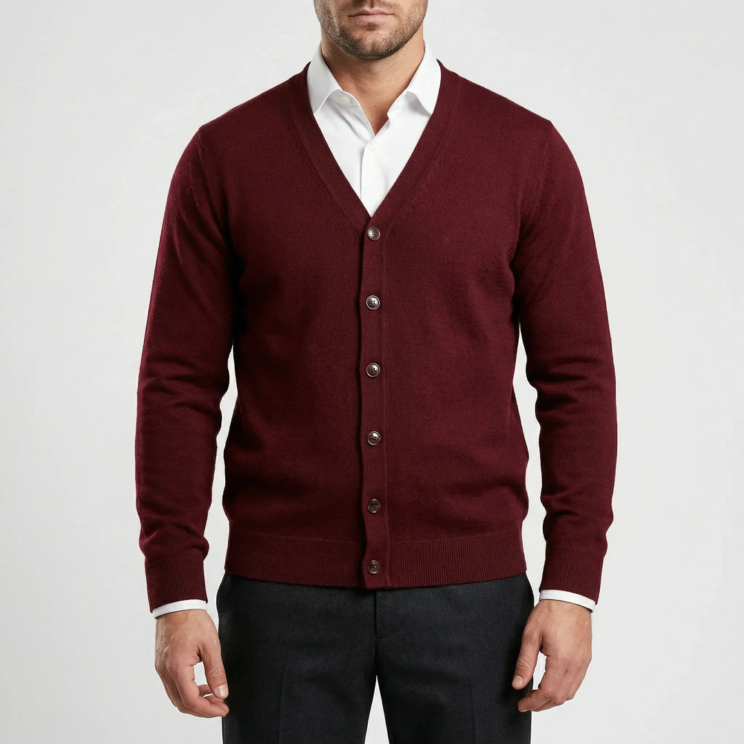 Velnor - Cardigan da uomo con scollo a V e bottoni frontali