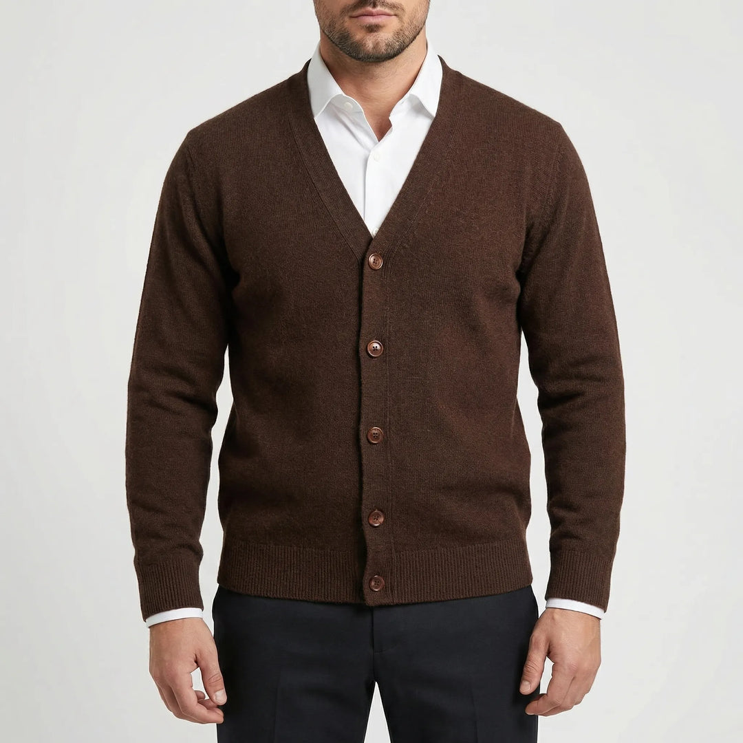 Velnor - Cardigan da uomo con scollo a V e bottoni frontali