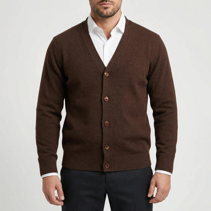 Velnor - Cardigan da uomo con scollo a V e bottoni frontali