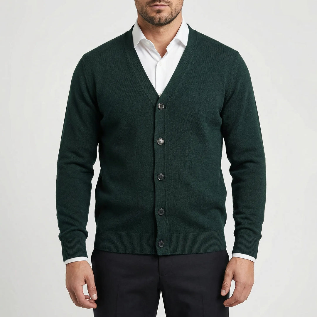 Velnor - Cardigan da uomo con scollo a V e bottoni frontali