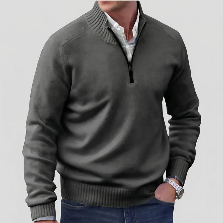 Velthorpe - Maglione da uomo con mezza zip e collo alto