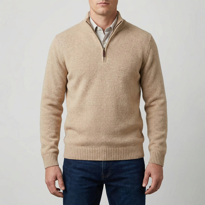 Velthorpe - Maglione da uomo con mezza zip e collo alto