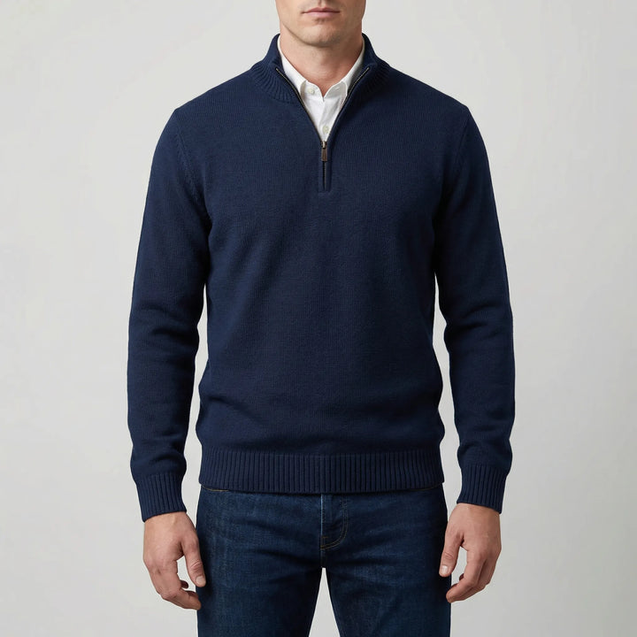 Velthorpe - Maglione da uomo con mezza zip e collo alto