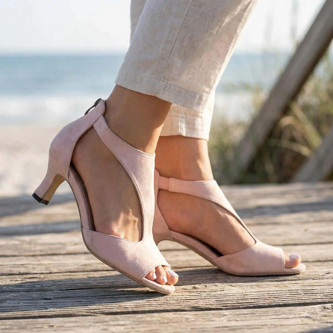 Velupra - Sandalo spuntato con tacco largo
