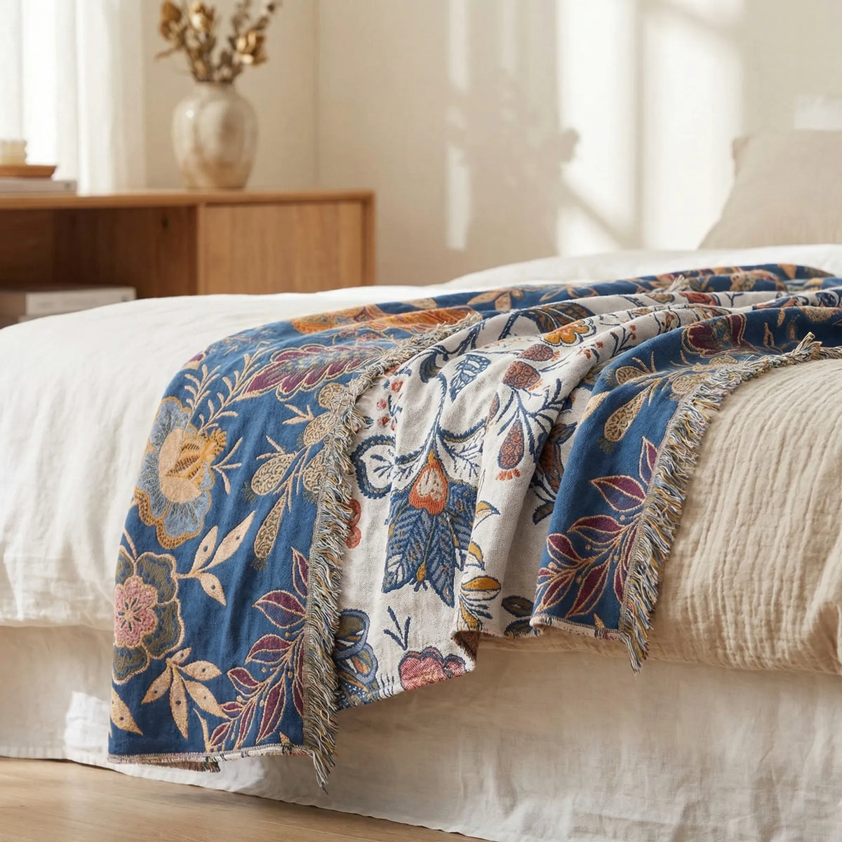 Coperta Throw Floreale Reversibile