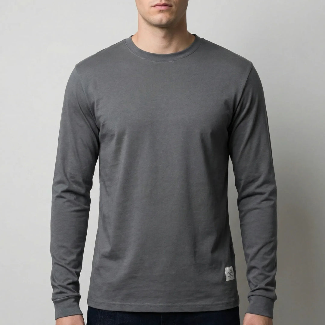 Vestalo - Camicia da uomo a maniche lunghe con scollo rotondo