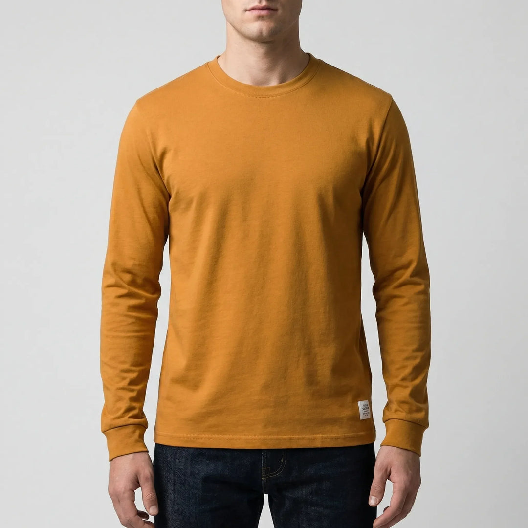 Vestalo - Camicia da uomo a maniche lunghe con scollo rotondo