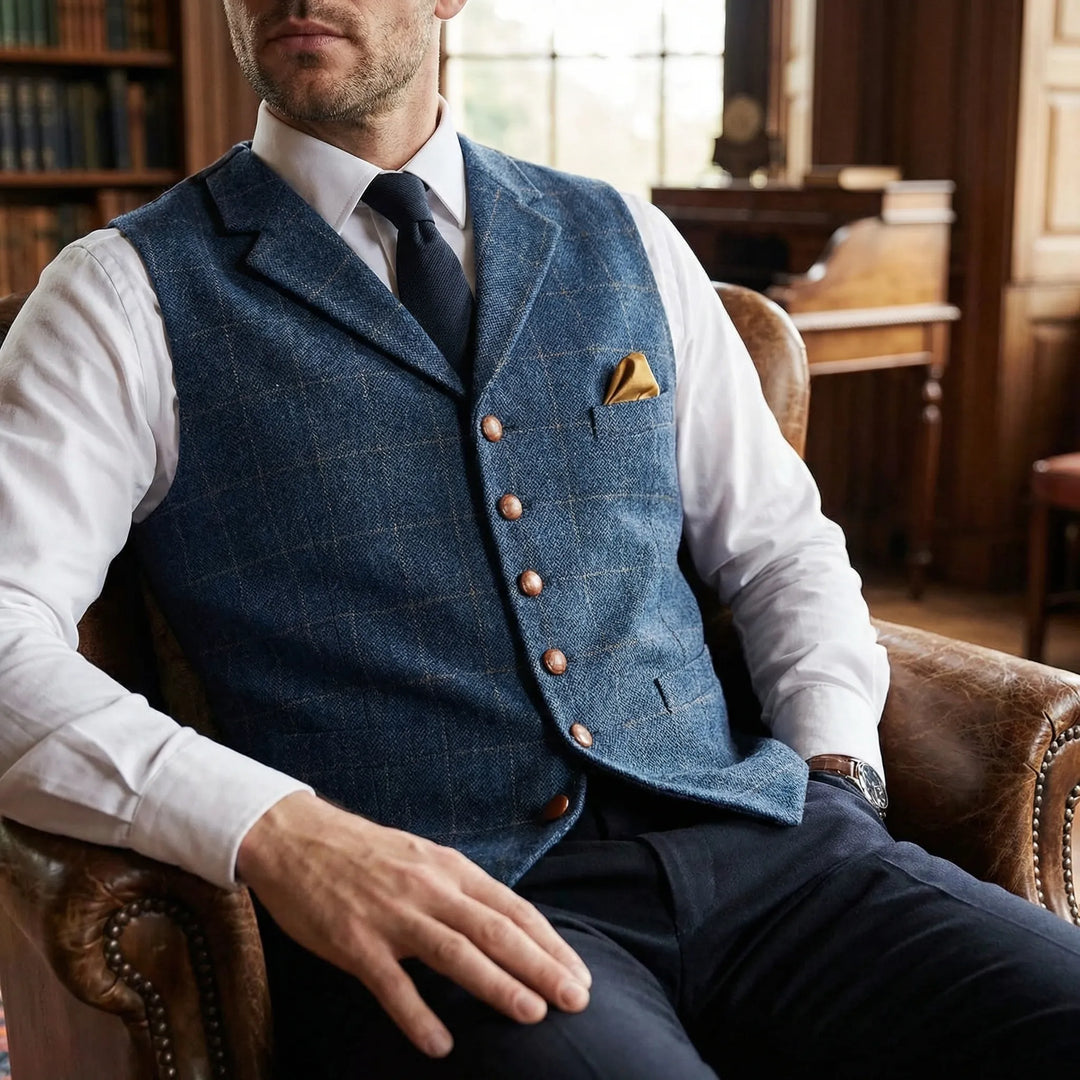 Vesthaven - Gilet vintage con scollo a V e abbottonatura frontale