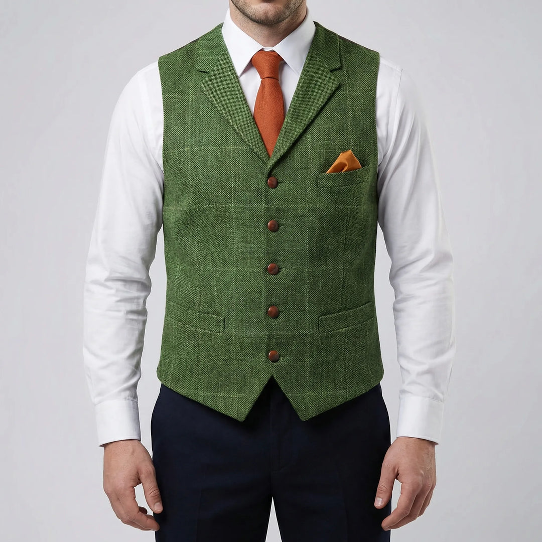 Vesthaven - Gilet vintage con scollo a V e abbottonatura frontale