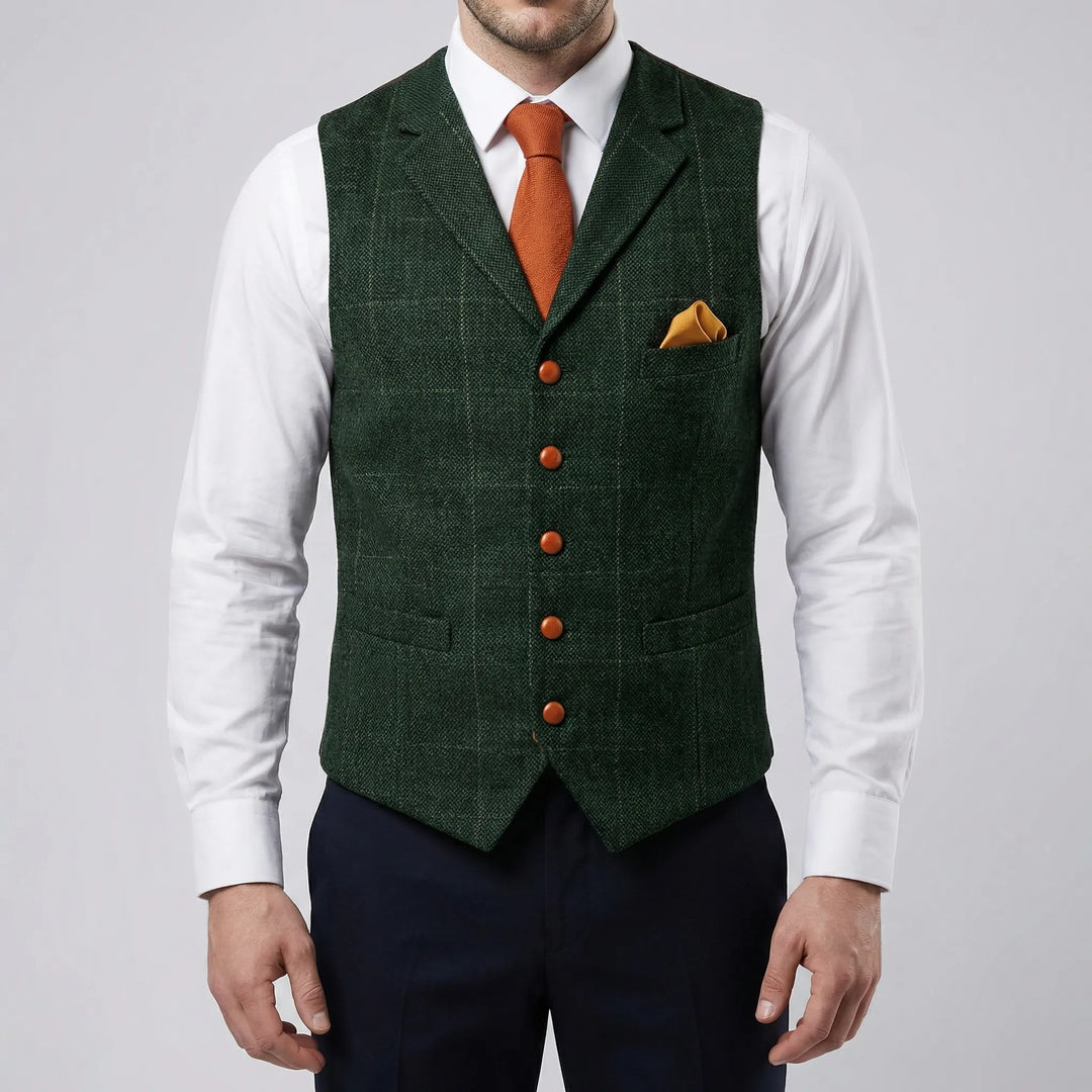 Vesthaven - Gilet vintage con scollo a V e abbottonatura frontale