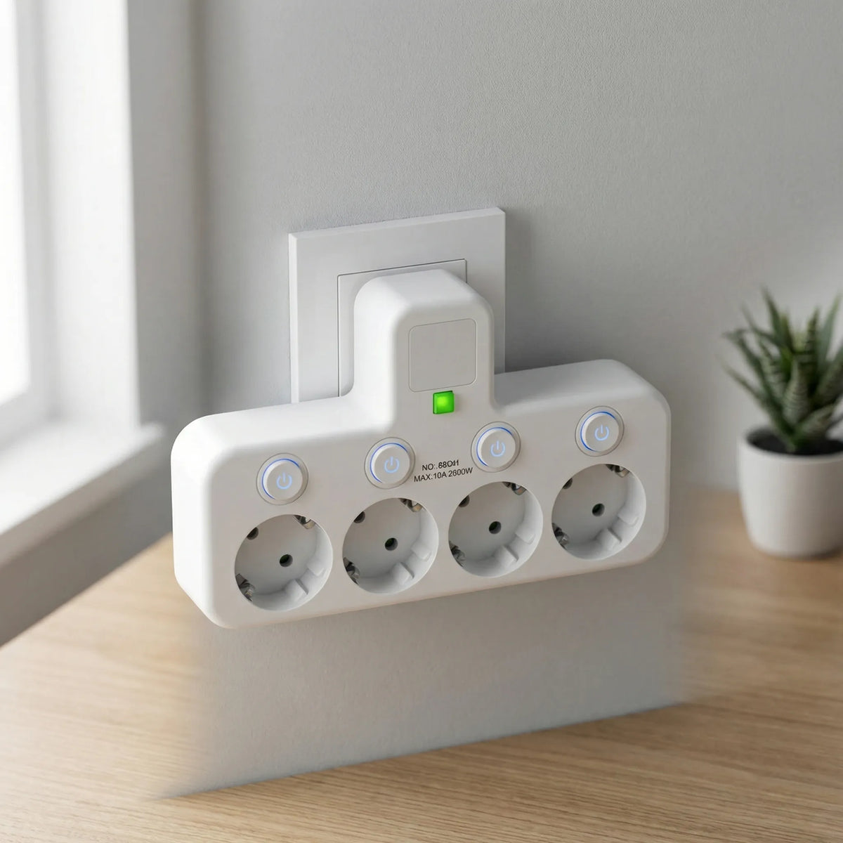 Adattatore a muro multi-outlet con protezione da sovratensione