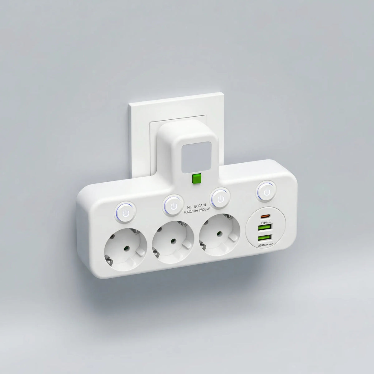 Adattatore a muro multi-outlet con protezione da sovratensione