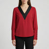 Blusa Donna V-Collo Manica a Puff