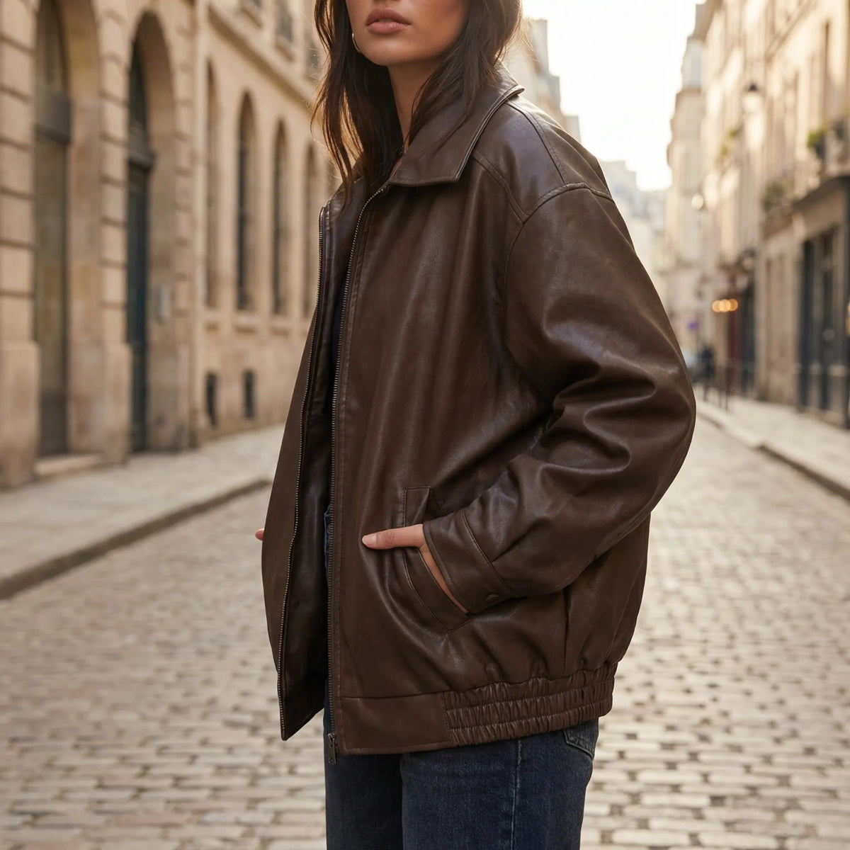 Giacca Bomber Oversize con Zip