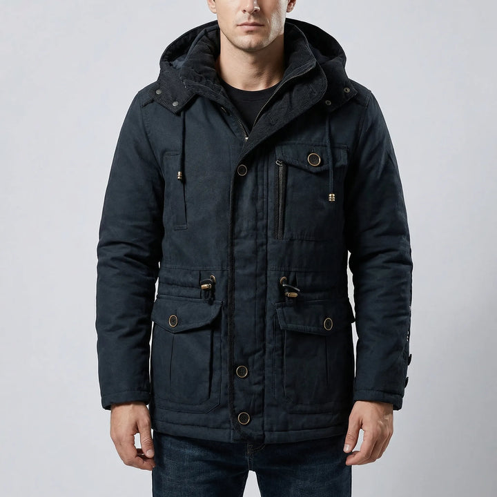 Vraktex - Giacca invernale con cappuccio e tasche multiple