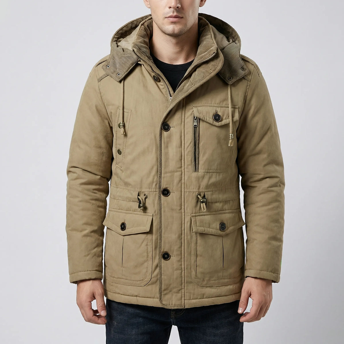 Giacca Invernale con Cappuccio Multi-Tasche