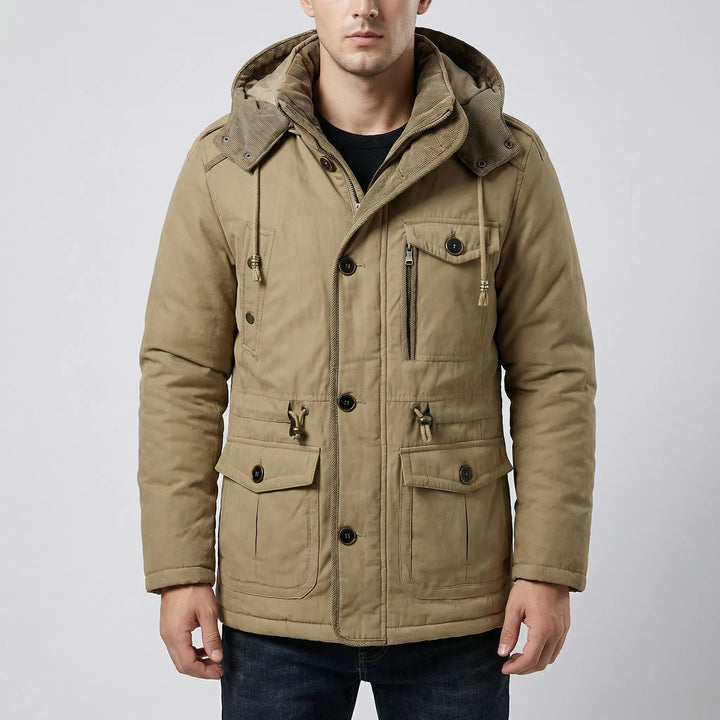Vraktex - Giacca invernale con cappuccio e tasche multiple