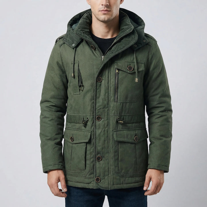 Vraktex - Giacca invernale con cappuccio e tasche multiple