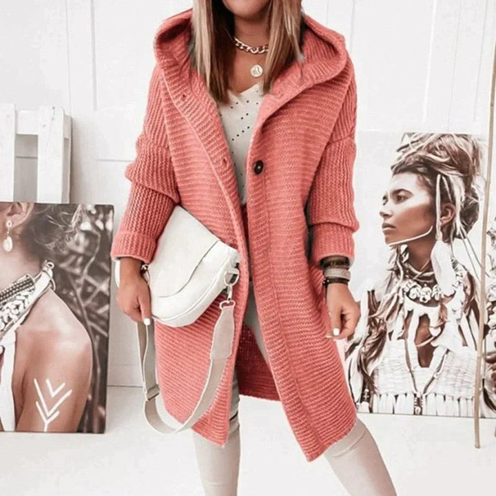 Sanna – Cardigan lungo in maglia con cappuccio