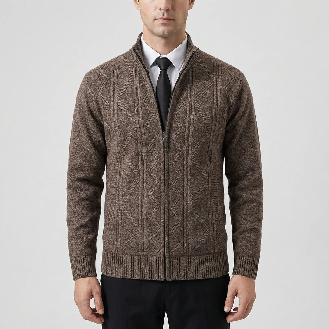 Warvex - Cardigan in maglia testurizzata con cerniera intera