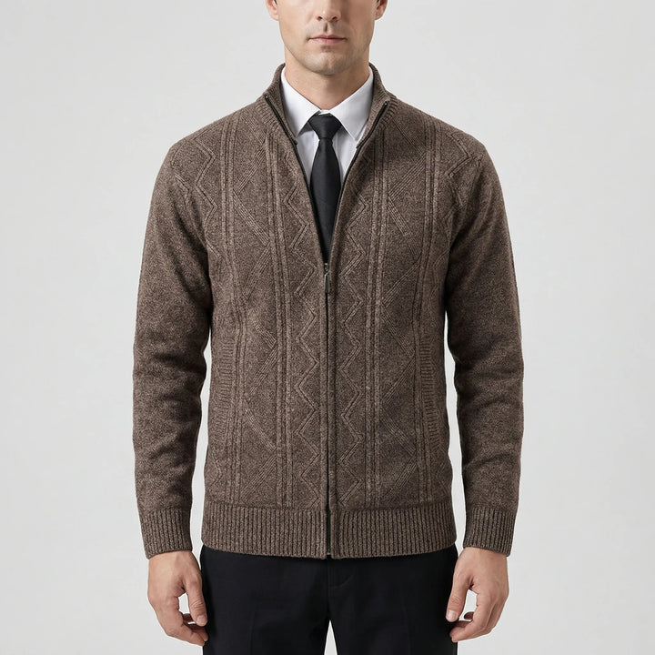 Warvex - Cardigan in maglia testurizzata con cerniera intera