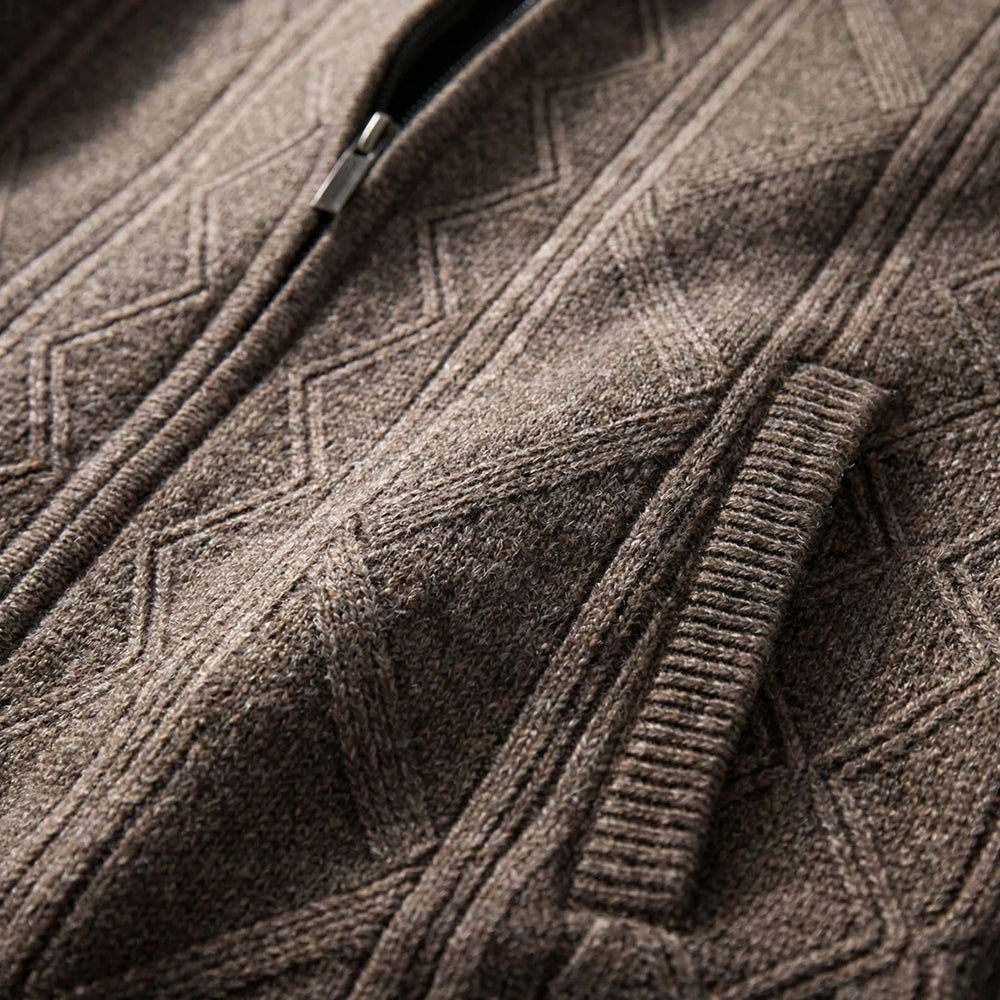 Warvex - Cardigan in maglia testurizzata con cerniera intera