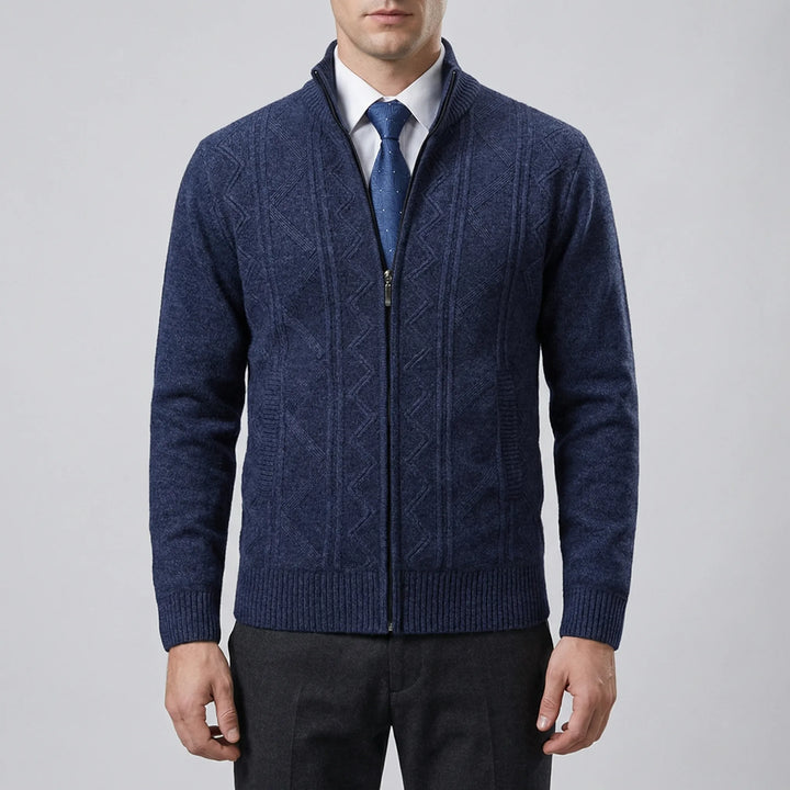 Warvex - Cardigan in maglia testurizzata con cerniera intera