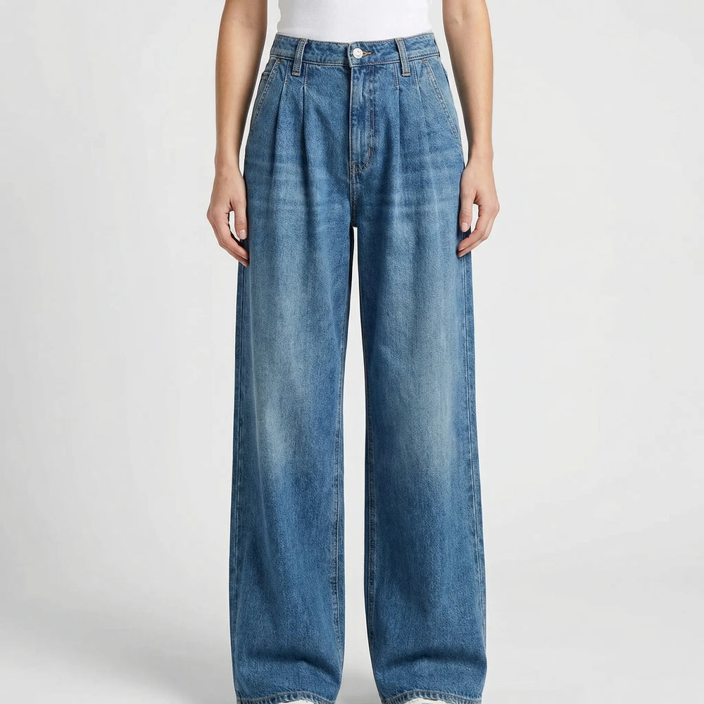 Wideova - Jeans a gamba larga e vita alta