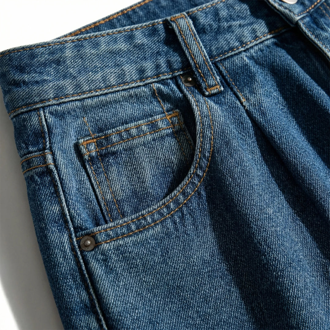Wideova - Jeans a gamba larga e vita alta