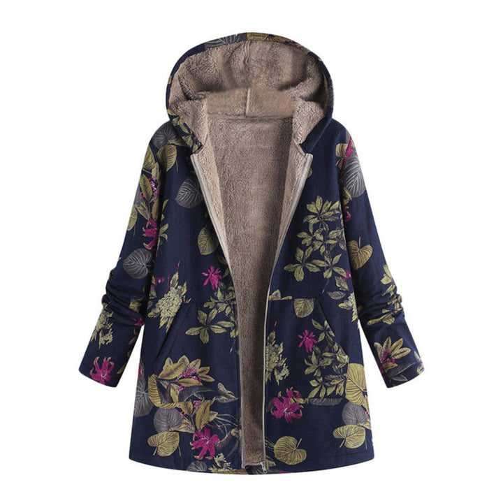 Giacca lunga con zip e motivo floreale