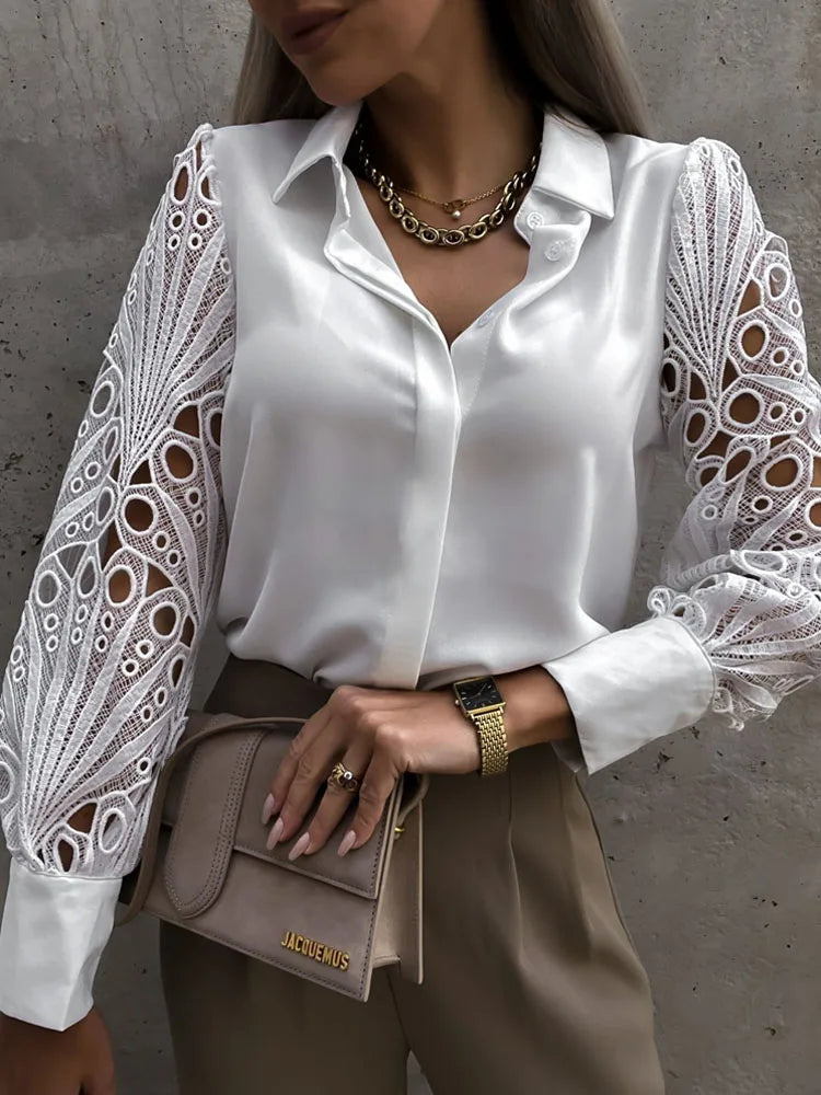 Luis – Blusa con pizzo e rete da donna
