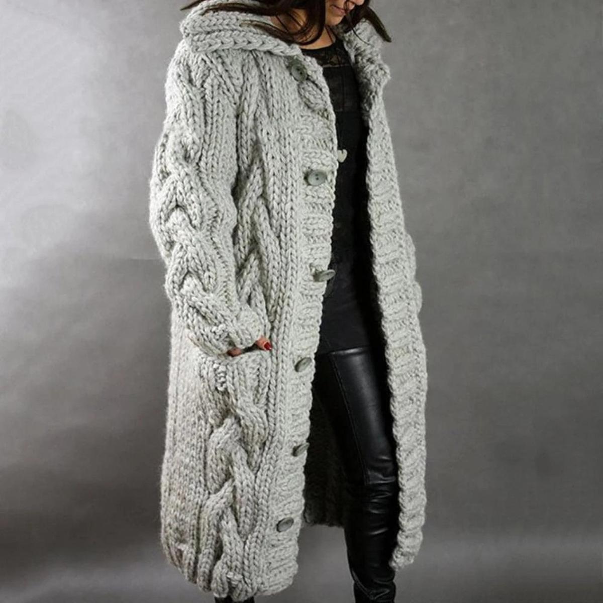 Cappotto in maglia con tasche da donna