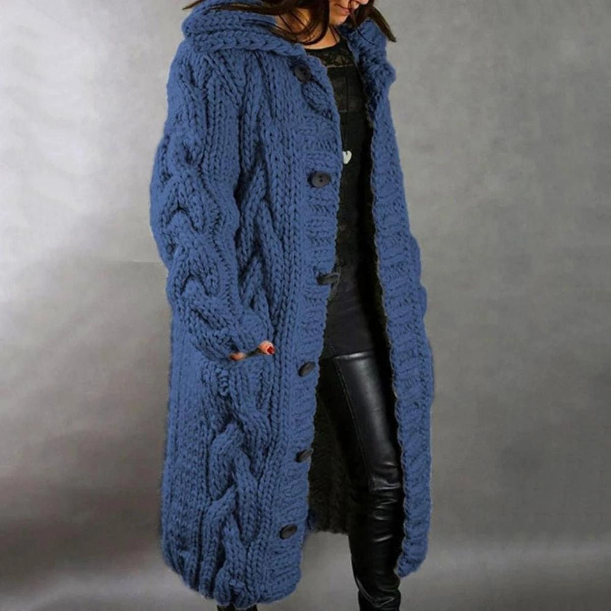 Cappotto in maglia con tasche da donna